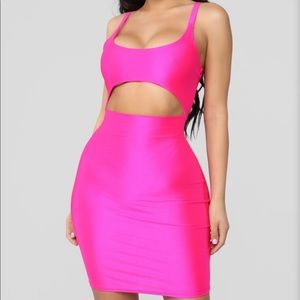 Cut To The Chase Mini Dress - Hot Pink